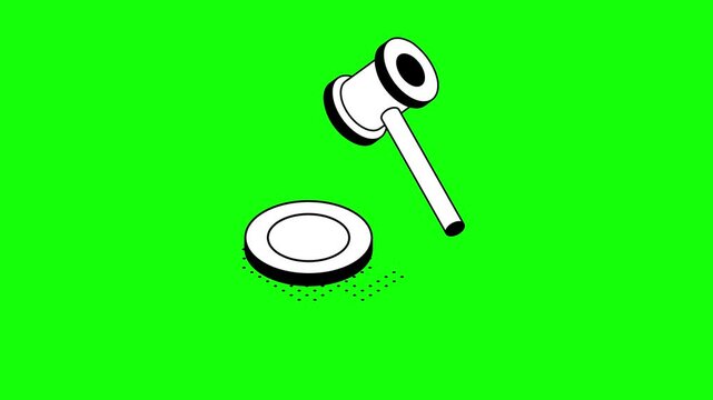 Professional Auction Gavel Hammer Bidding Motion Graphics Animation on Green Screen Background Loop