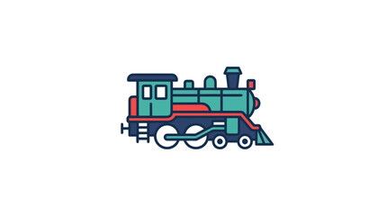 Naklejka premium Colorful steam locomotive train engine illustration.