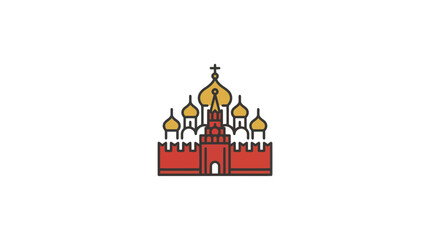 Naklejka premium Saint Basil's Cathedral flat icon illustration.