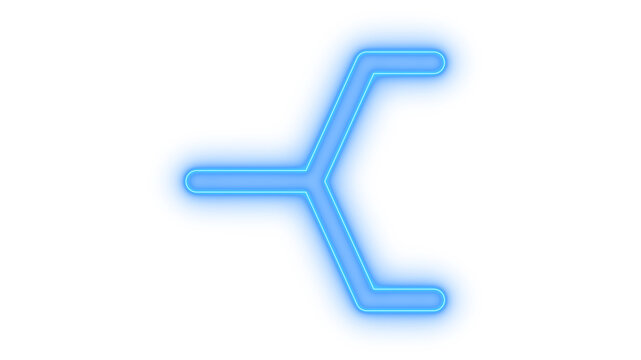 Glowing neon branch or split icon isolated on transparent background. Git fork symbol. Connection node. Tech directory pathway. Network diagram.