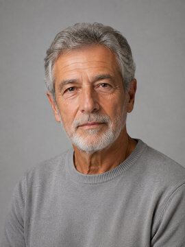 Portrait of a Confident Senior Man with Grey Hair and Beard Isolated on Transparent Background