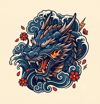 Esports black and white circle logo of a wild draGON ferocious predator ready to hunt and dominate the game with strong, fast and deadly performance
