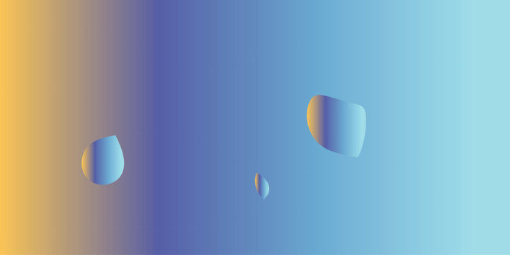 Abstract blue and orange gradient background with floating liquid droplets. Minimalist vector illustration of water drops on a soft colorful backdrop. Modern artistic wallpaper design.