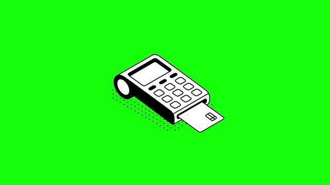 Isometric POS Terminal Payment Animation on Green Screen Video Clip
