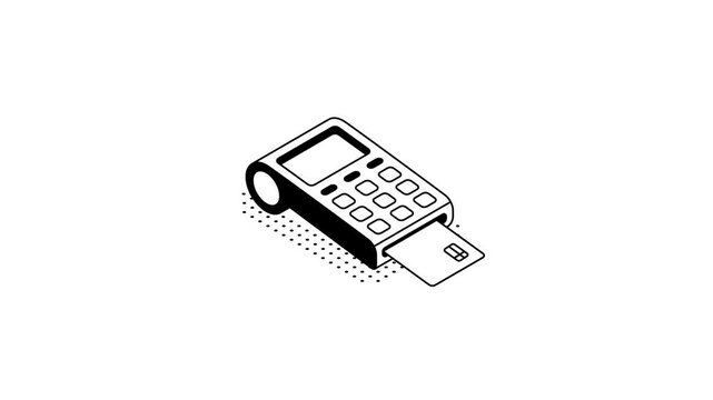 Electronic POS Terminal Animation Motion Graphics Video Clip on White Background