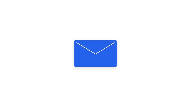Blue mail envelope icon for digital communication and email messaging services on a white background