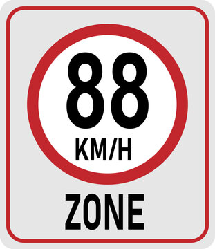 88 km h speed limit zone. Vector illustration