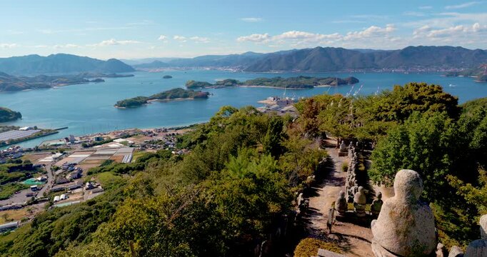 Statues Overlooking the Seto Inland Sea from Mount Shirataki, Japan