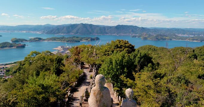 Statues Overlooking the Seto Inland Sea from Mount Shirataki, Japan