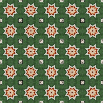 Green and Orange Geometric Star Pattern Background