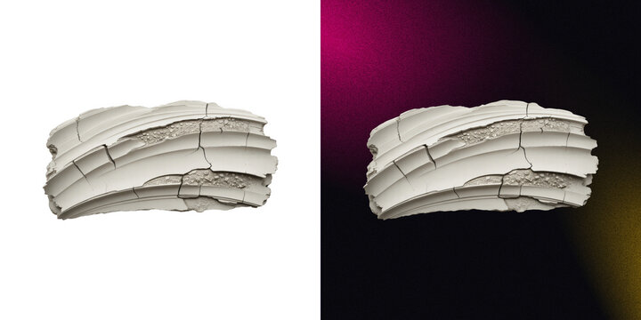 Aged plaster cornice piece on transparent background for architectural visualization and interior design graphics.