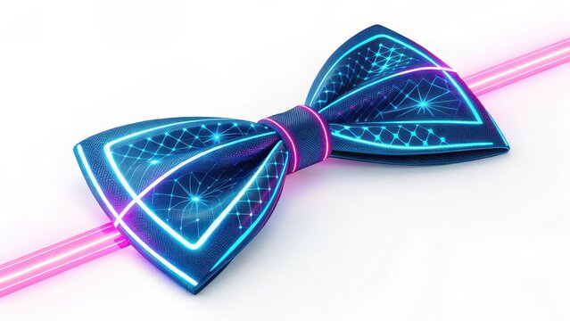 Futuristic glowing neon laser bow for gift wrapping