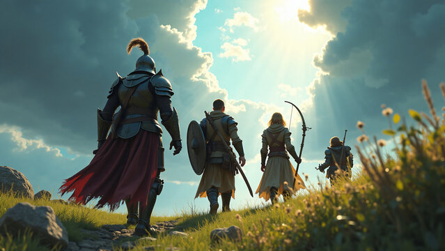 Fantasy Adventurers Emerging into Sunlight