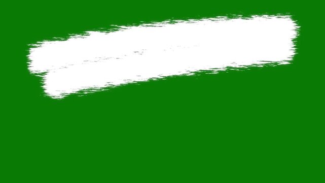 Animation of brush stroke white paint transition, abstract hand - painted element, grunge brush strokes animation, ink splash on green background. 4k video