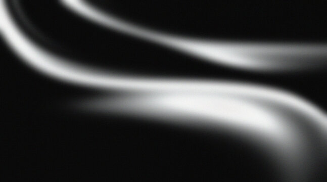Monochrome abstract dak metallic wave background with grainy noise.