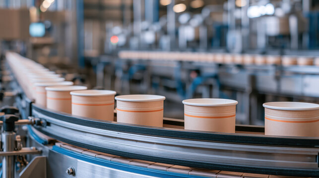 Paper cup manufacturing production line factory conveyor belt biodegradable paper cup packaging industrial automation container