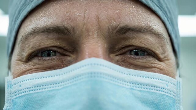 Healthcare Hospital Worker Wearing Mask Shows Medical Heat Resilience