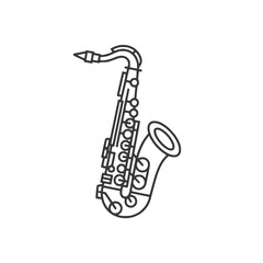 Naklejka premium Isolated line art illustration of a saxophone
