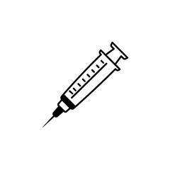 Fototapeta premium Medical Syringe Injection Line Art Icon Vector Illustration