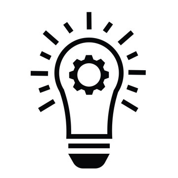 An abstract vector concept design perfect for celebrating technological milestones in life sciences. This graphic illustration merges a glowing light bulb with an internal mechanicalArt & Illustration