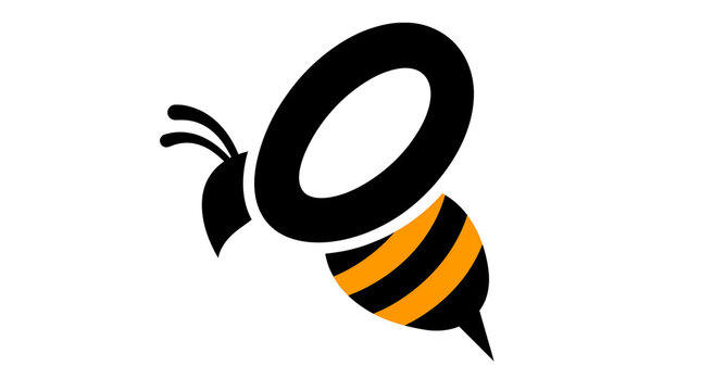 Honey Bee Logo. Flying Pollinator Insect Symbol. Nature Agriculture Concept. Bold Playful Vector Illustration
