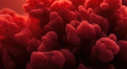 Fototapeta premium Abstract flow of searing scarlet and deep crimson creating a highly focused field of dynamic, energetic, and volatile atmospheric pressure, digital, Intensity, atmospheric