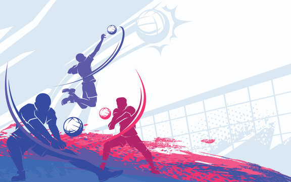 VOLLEYBALL Sports Day Background Vector. International Sports Day Illustration. Graphic Design for the decoration of gift certificates, banners, and flyer
