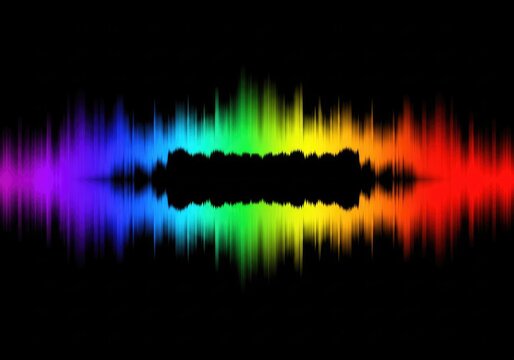 Abstract visual of a vibrant, continuous color spectrum showing a distinct void or gap in the central frequency band, symbolizing analysis and absence, graphic, missing, vibrant