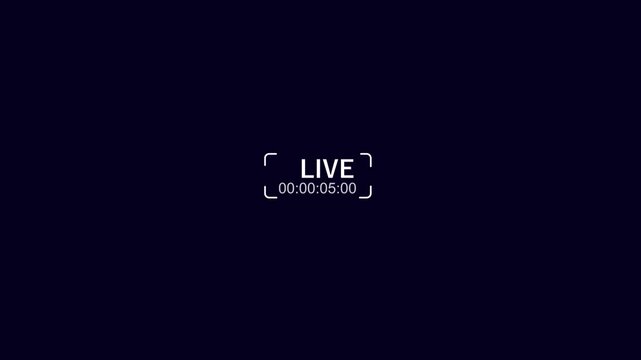 Minimalist live broadcast indicator displaying current time zero hours zero minutes two seconds twenty