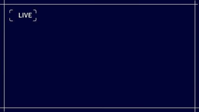 Live broadcast stream background dark blue screen with bold live status indicator minimalist clean