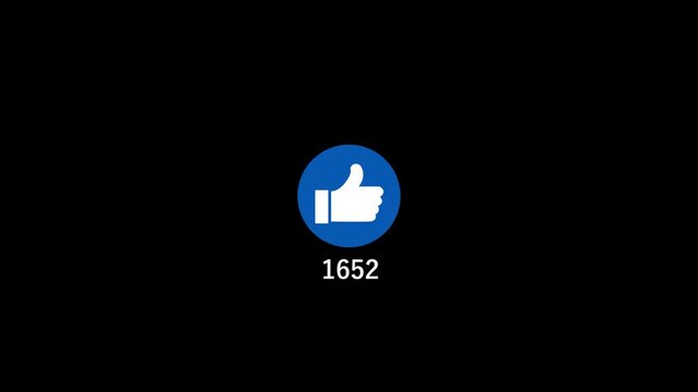 Highly engaging social media like reaction thumbs up animation showcasing positive feedback count of