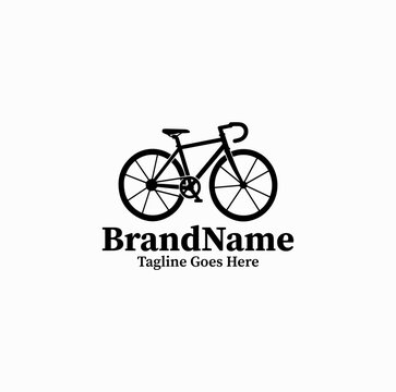 Black image vector logo silhouette of healthy cycling exercise bicycle icon on white background