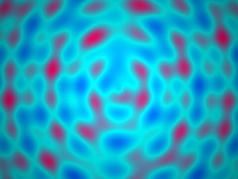 Microscopic cells with pink nuclei on blue background