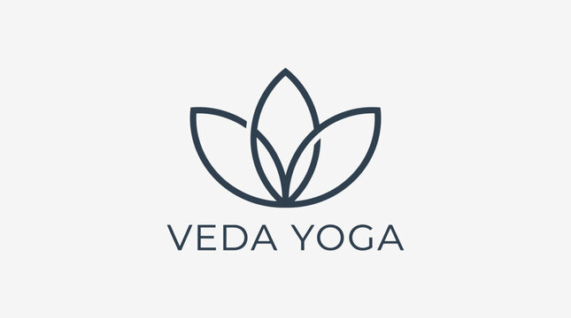 Minimalist lotus flower logo for Veda Yoga.