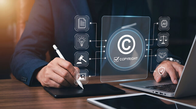 Professional designer working on digital copyright and intellectual property rights