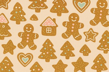 Fototapeta premium Festive gingerbread cookie pattern