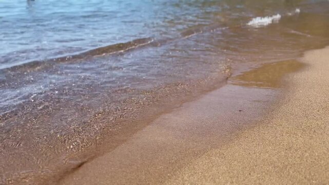 -4K resolution 2160x3840 video
-Close-Up shot from sea side. Wet Sand and Sea Waves. Summer times