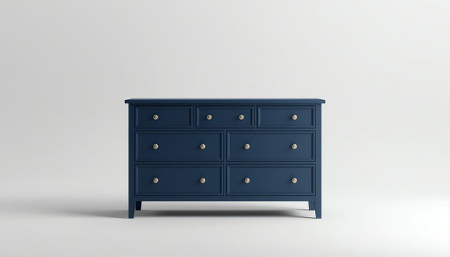 Blue wooden dresser isolated on white background