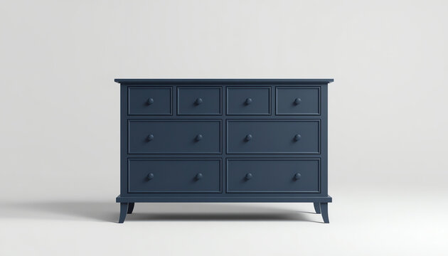 Blue wooden dresser isolated on white background
