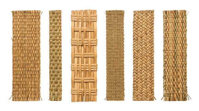 Natural woven rattan bamboo and seagrass matting strips set