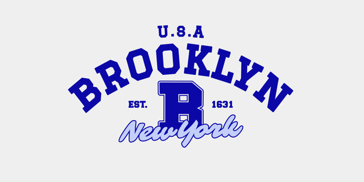 Retro vintage typography streetwear design. Brooklyn new york typography for print, jersey, tee, hat, t-shirt, sweatshirt, hoodie, wall art for clothing brand design - Vector