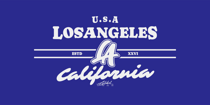 Retro vintage typography streetwear design. Los angeles california typography for print, jersey, tee, hat, t-shirt, sweatshirt, hoodie, wall art for clothing brand design - Vector