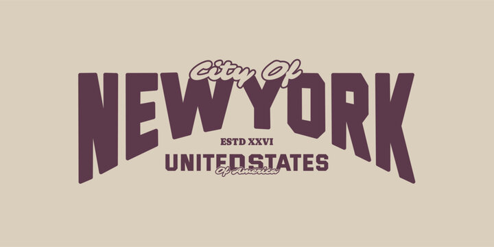 Retro vintage typography streetwear design. City of New york typography for print, jersey, tee, hat, t-shirt, sweatshirt, hoodie, wall art for clothing brand design - Vector