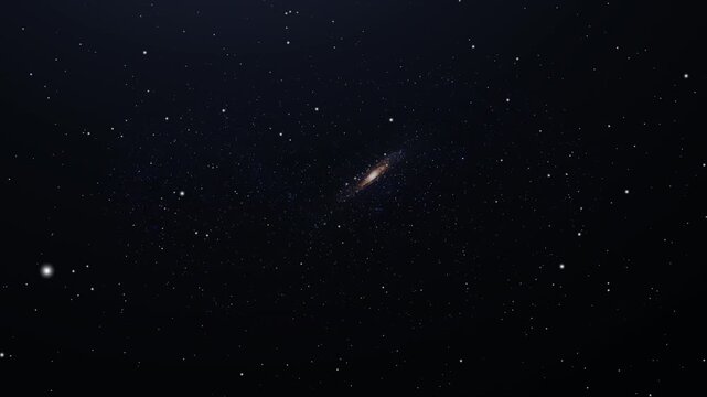 Distant Spiral Galaxy View Center Frame in Vast Starry Deep Space Field