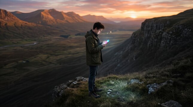 A conceptual image showing how excessive smartphone use can disconnect people from their physical surroundings and real-life experiences.