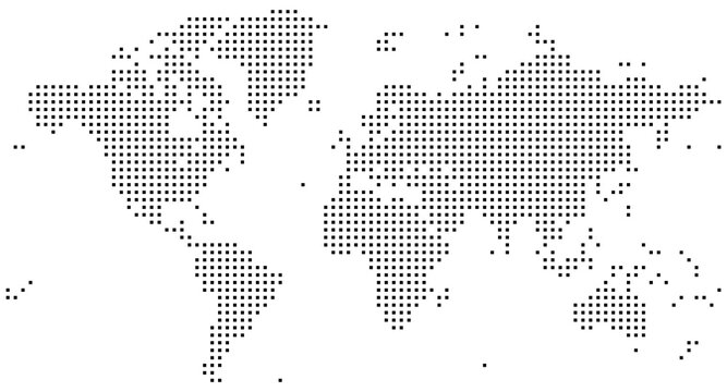 Erath World Map Vector in Abstract Square Shape Dot Halftone Pattern Style