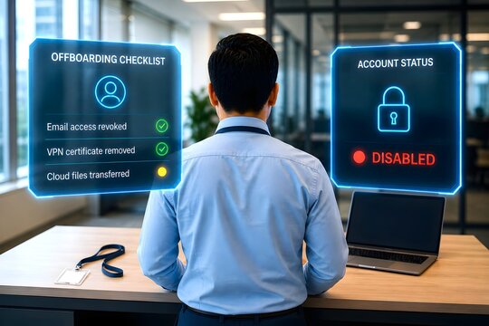 Employee offboarding checklist with account disabled panel