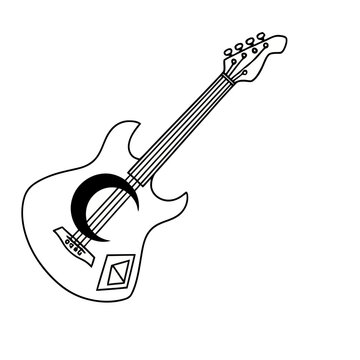 Electric guitar with moon and diamond design