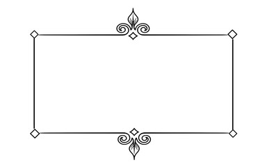 ​Classic floral ornament black rectangular border frame template with geometric diamond accents for decorative page border © Samsur