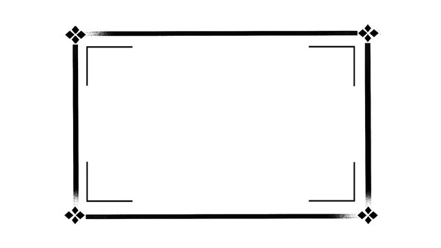 black line rectangular border frame template with geometric diamond corners for modern certificate document